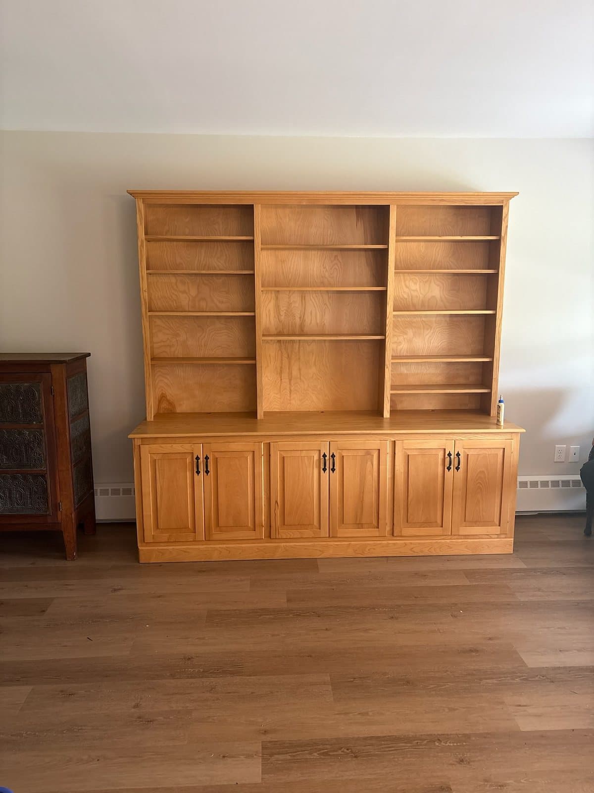 Cherry bookcase with cabinet base