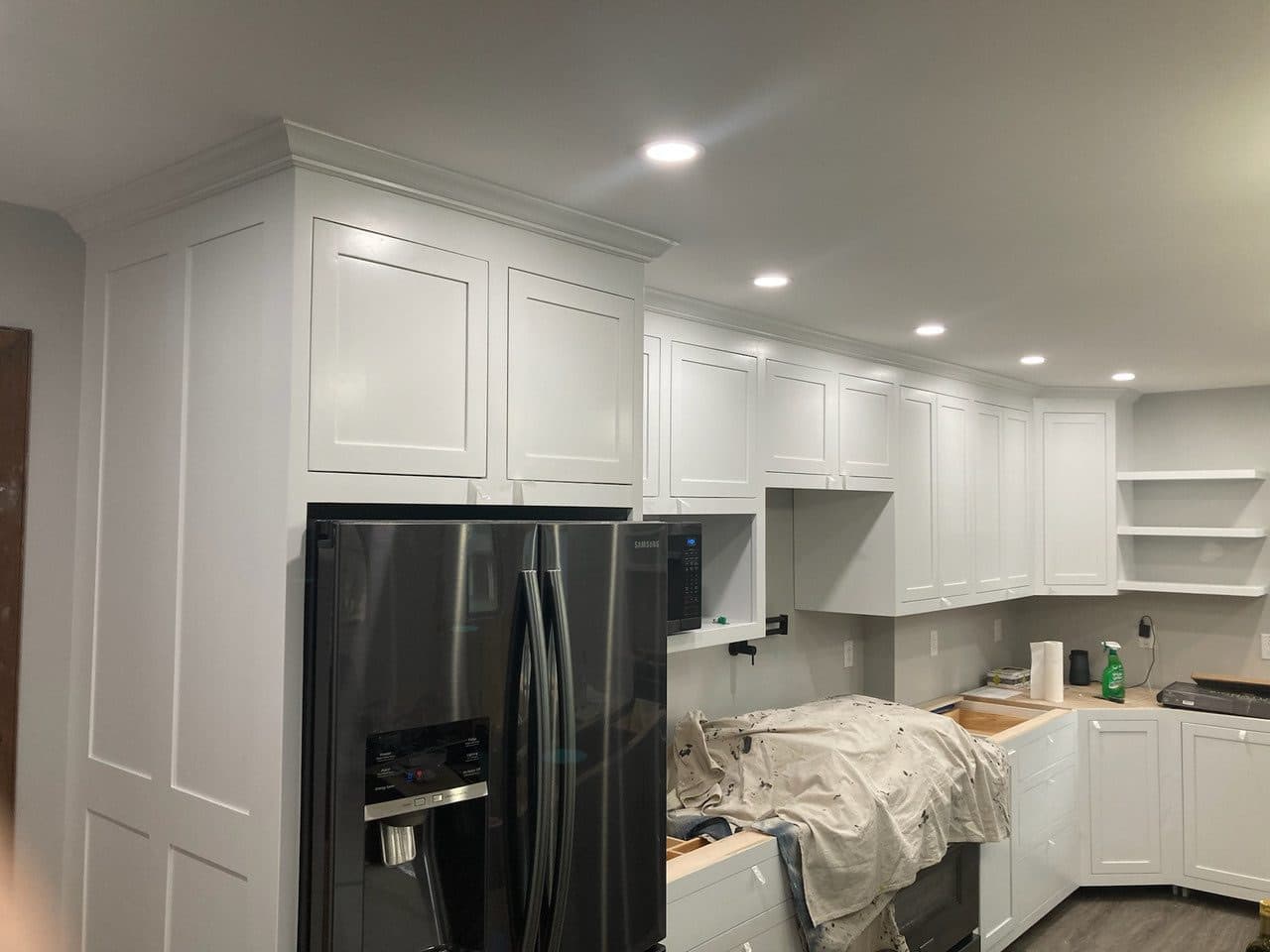 Painted kitchen with crown moulding