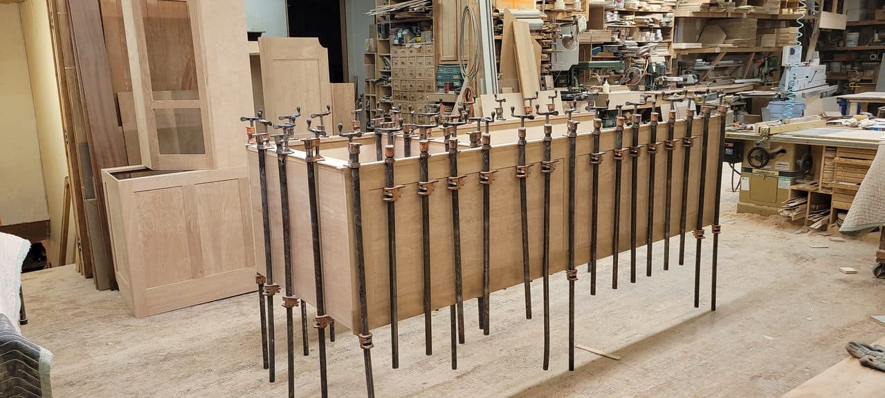 A long run of casework in the clamps